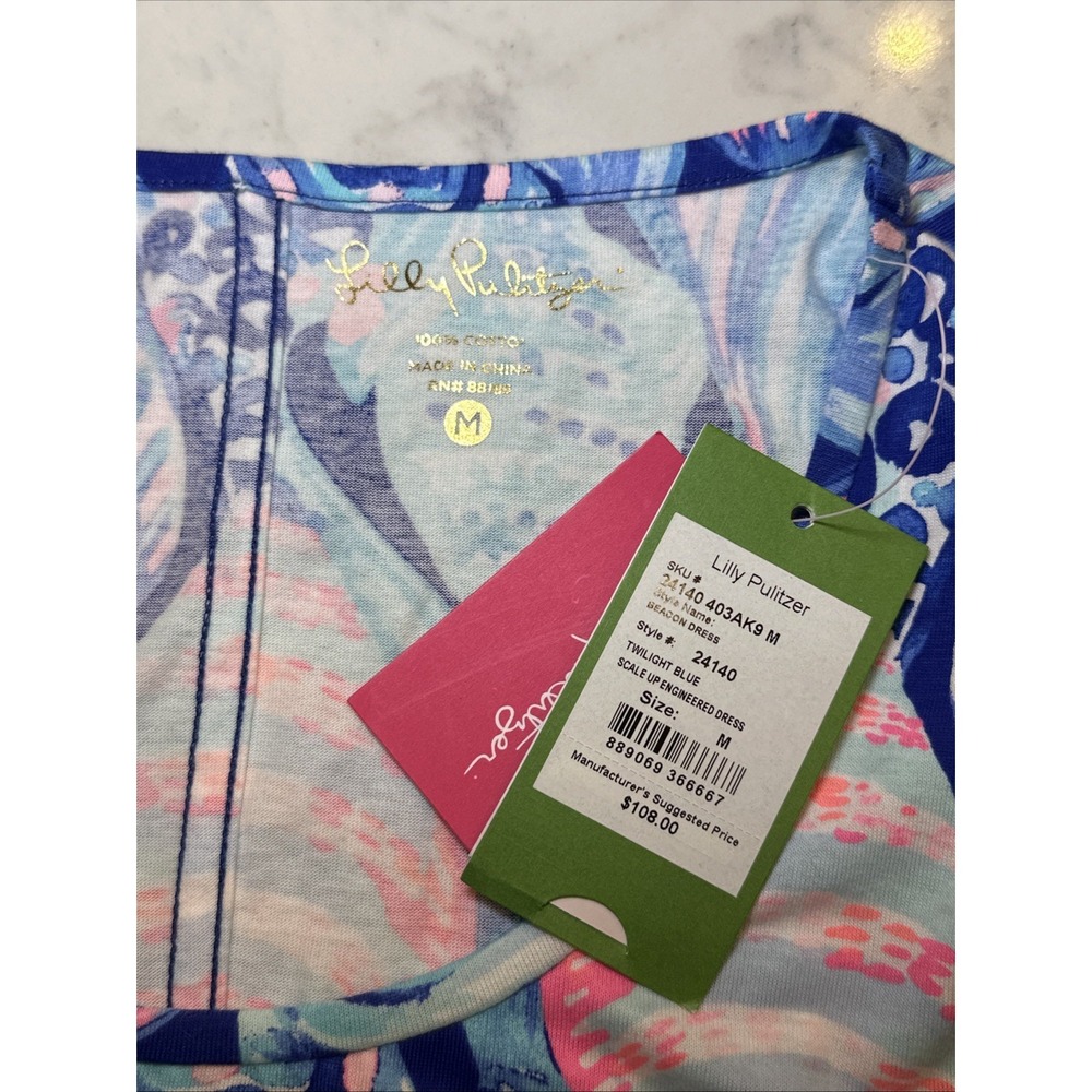 NWT Lilly Pulitzer Beacon Dress Scale Up Twilight Blue Sz Medium - Picture 4 of 6